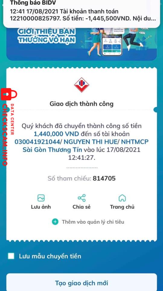 Αποδεικτικά στοιχεία κατά Nguyễn Thị Huế