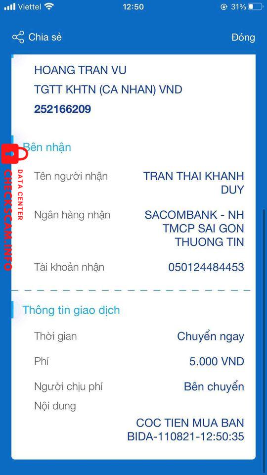 Αποδεικτικά στοιχεία κατά Tran Thai Khanh Duy