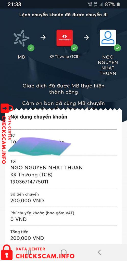 Αποδεικτικά στοιχεία κατά Ngo Nguyen Nhat Thuan