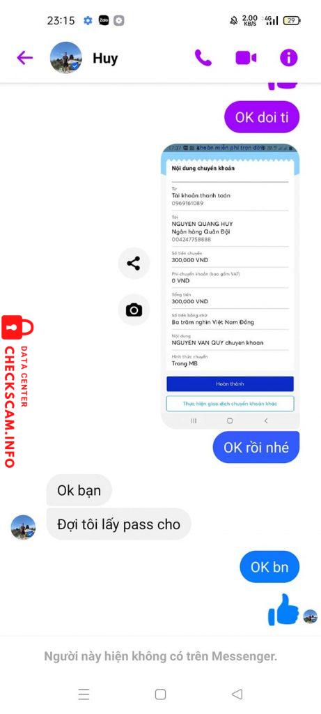 Αποδεικτικά στοιχεία κατά Nguyen Quang Huy