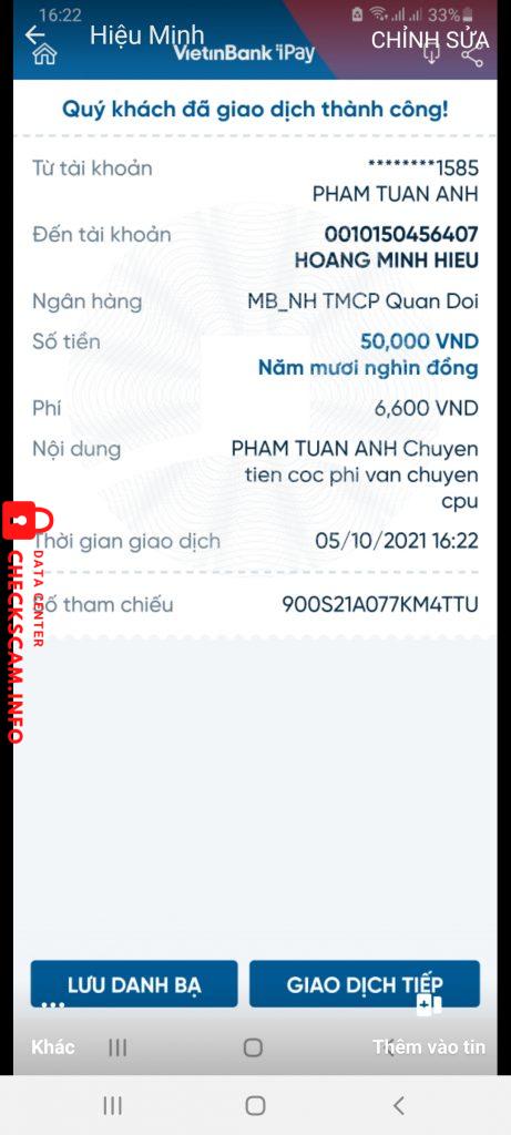 Αποδεικτικά στοιχεία κατά Hoàng Minh Hiệu