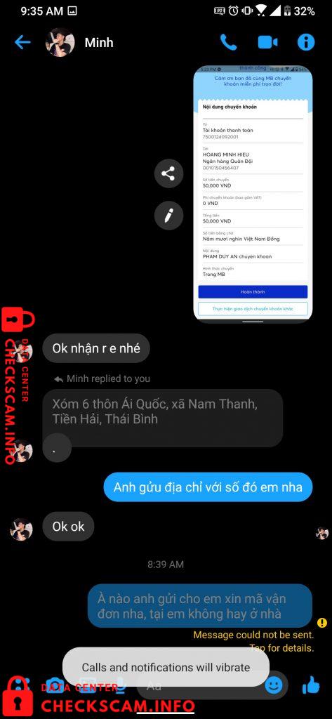 Αποδεικτικά στοιχεία κατά Hoang Minh Hieu