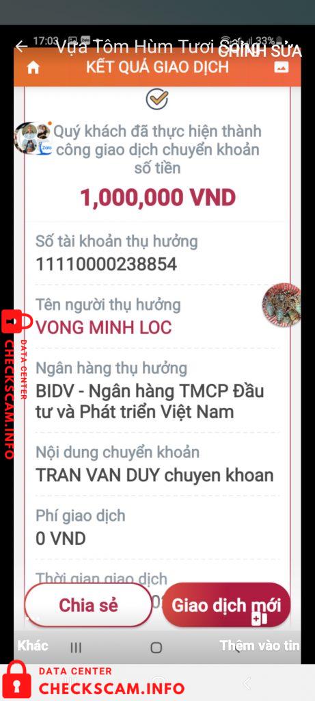 Αποδεικτικά στοιχεία κατά Vong Minh Loc