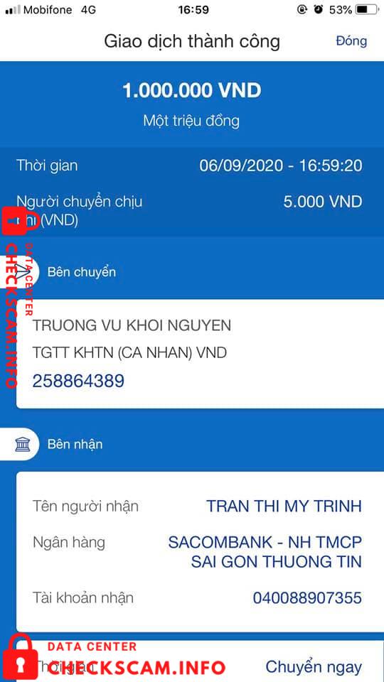 Αποδεικτικά στοιχεία κατά Tran Thi My Trinh