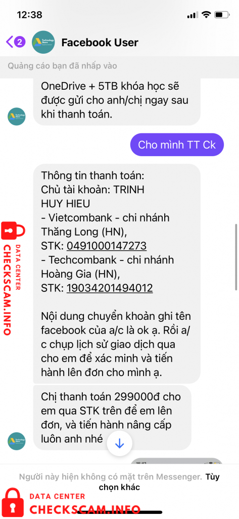 Αποδεικτικά στοιχεία κατά Trinh Huy Hieu