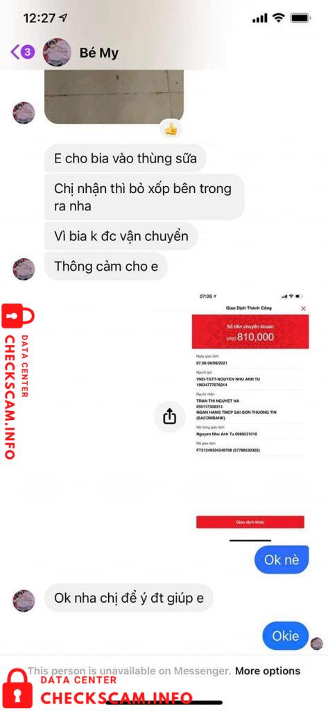 Αποδεικτικά στοιχεία κατά Trần Thị Nguyệt Hà
