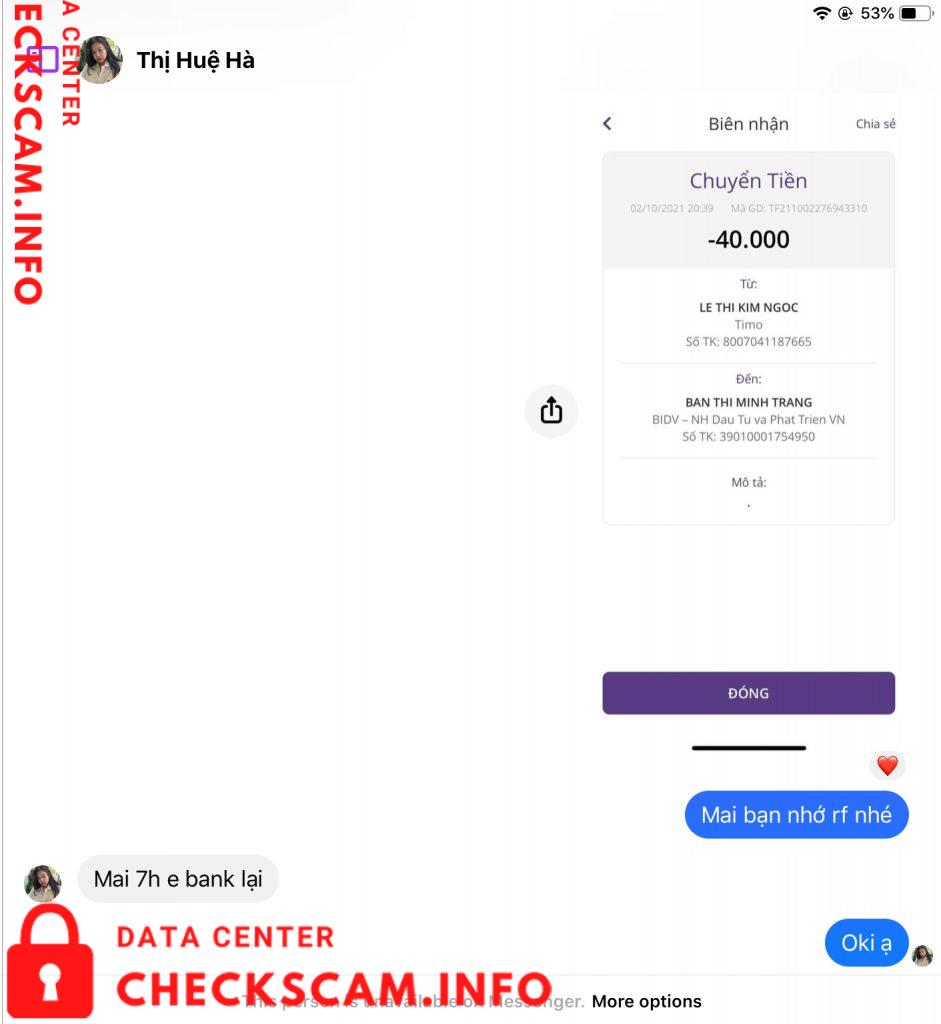 Αποδεικτικά στοιχεία κατά Ban Thi Minh Trang