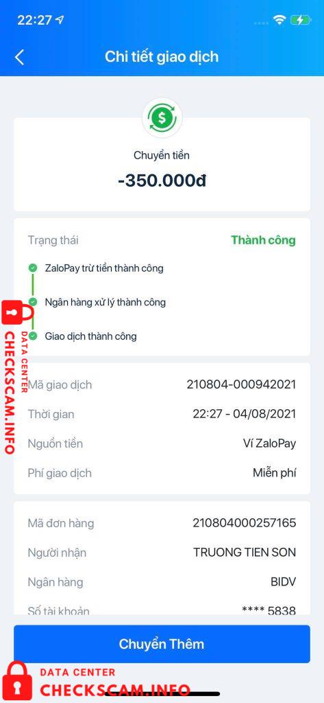 Evidence against Trương Tiến Sơn