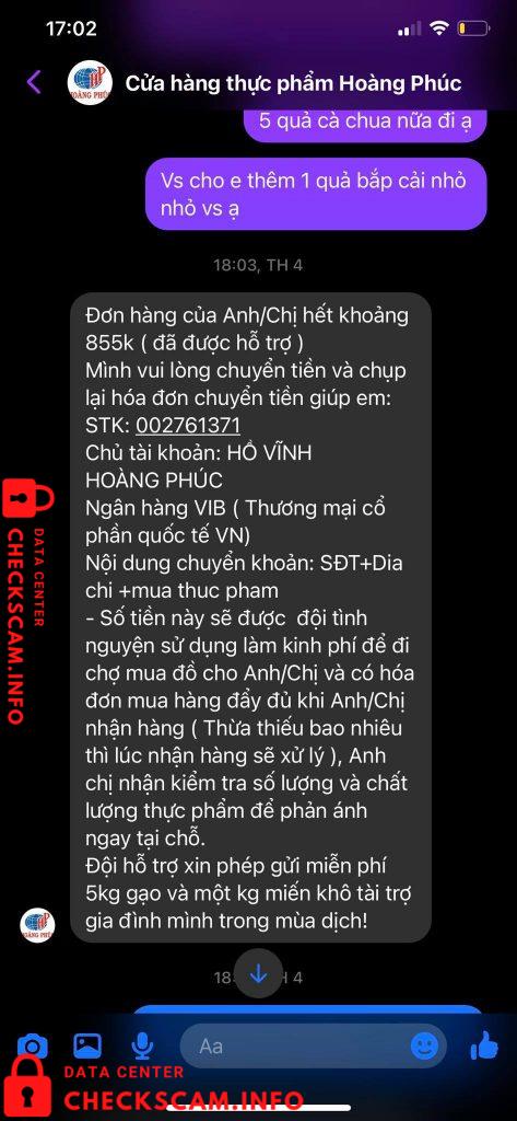 Evidence against Hồ Vĩnh Hoàng Phúc