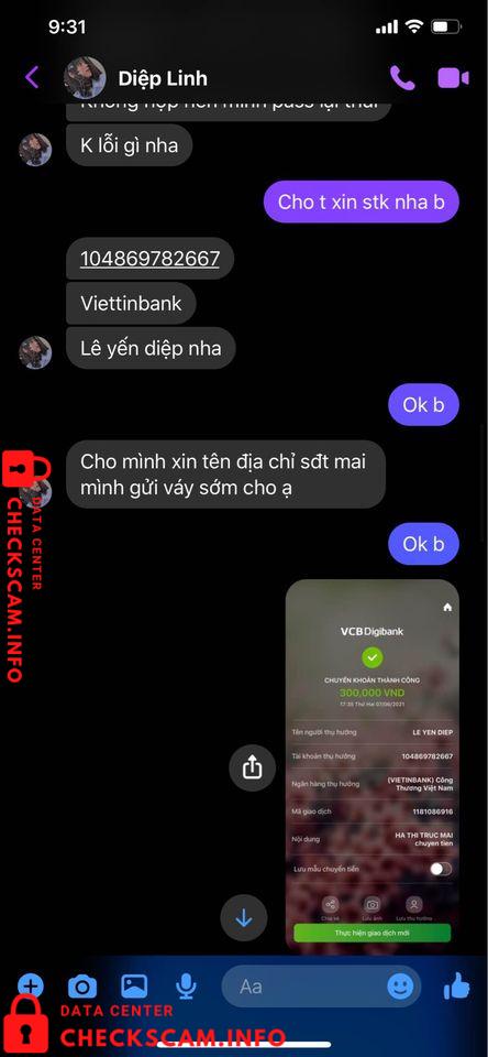 Evidence against Lê Yến Diệp