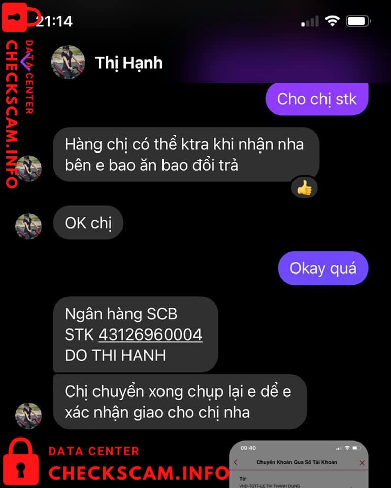 Evidence against Đỗ Thị Hạnh
