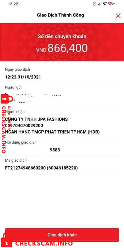 Bukti melawan Cty JPA fashion