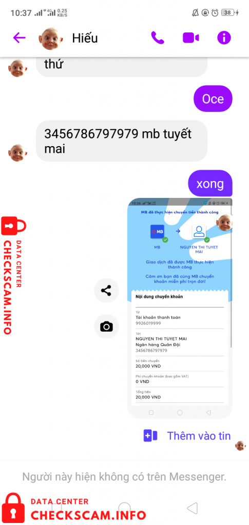 Bukti melawan Nguyen Thi Tuyet Mai