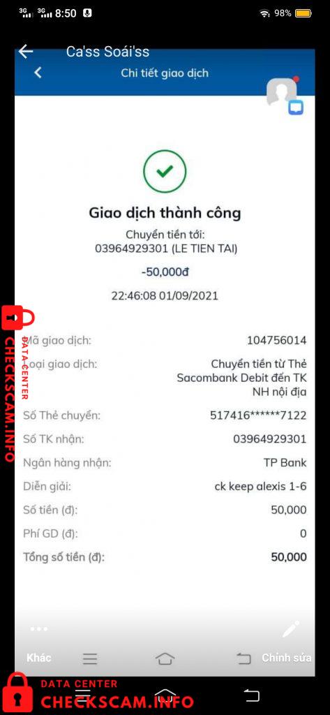 Bukti melawan Le Tien Tai