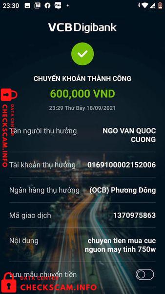 Bukti melawan Ngo Van Quoc Cuong
