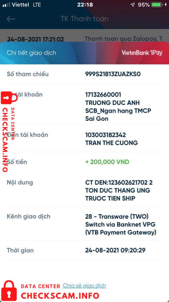 Bukti melawan Trần Thế Cường
