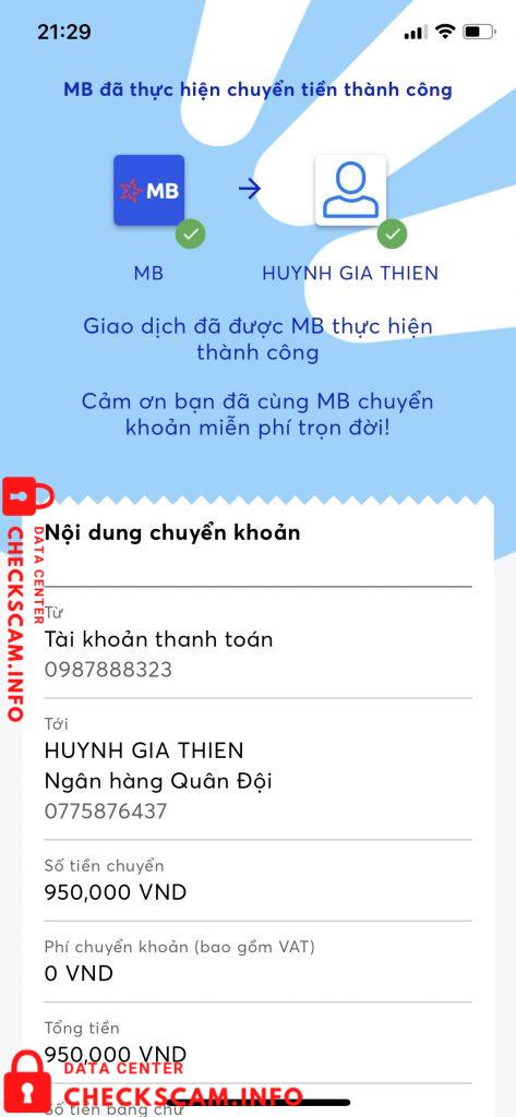 対する証拠 Huynh Gia Thien