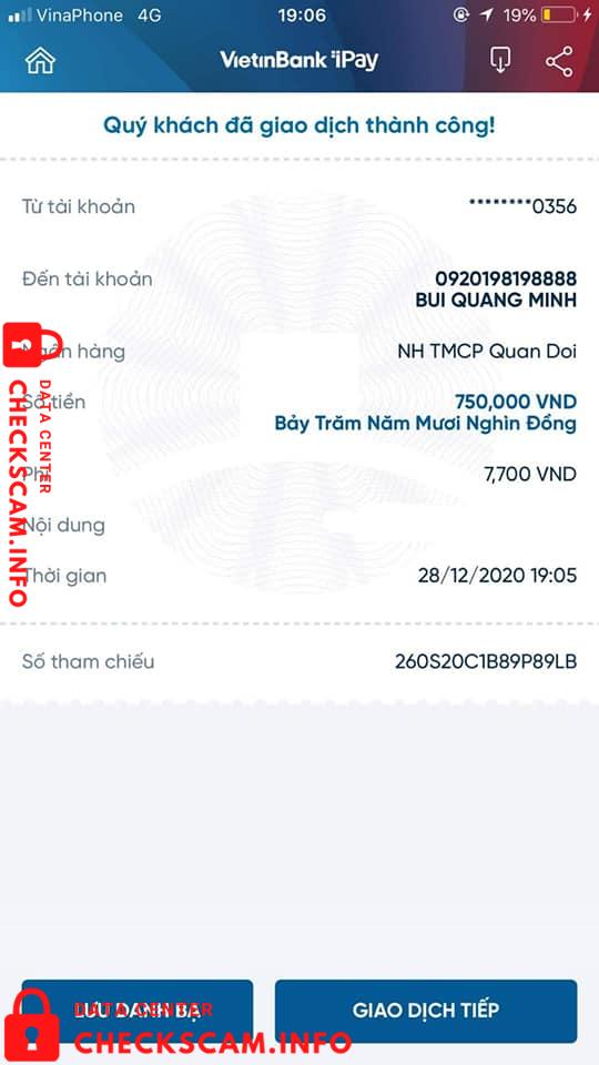 対する証拠 Bùi Quang Minh