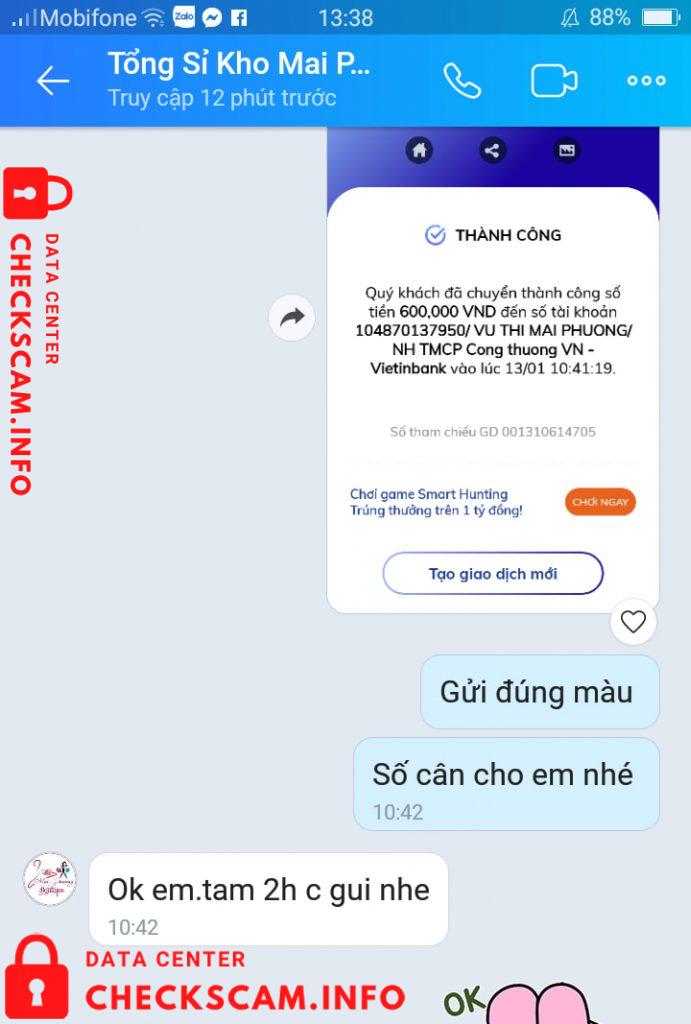 対する証拠 Vũ Thị Mai Phương