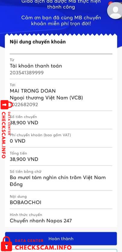 Bukti melawan Mai Trong Doan