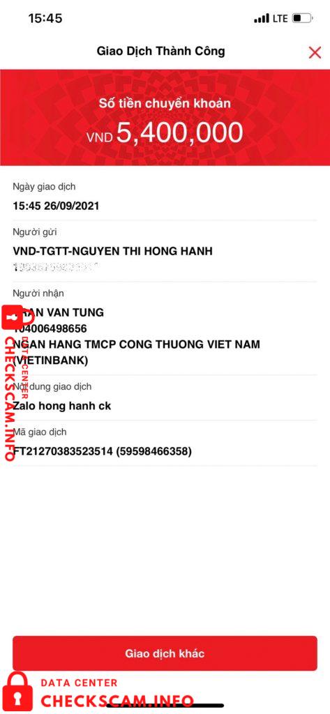 Bukti melawan Trần Văn Tùng