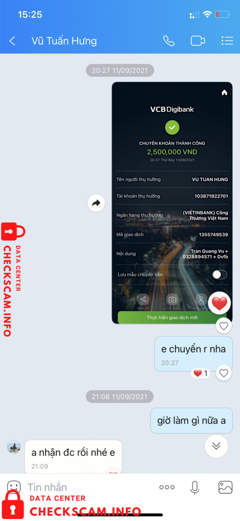 Bukti melawan Vũ Tuấn Hưng