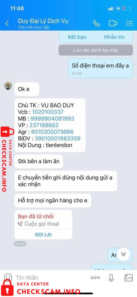 Bukti melawan Vụ Bao Duy