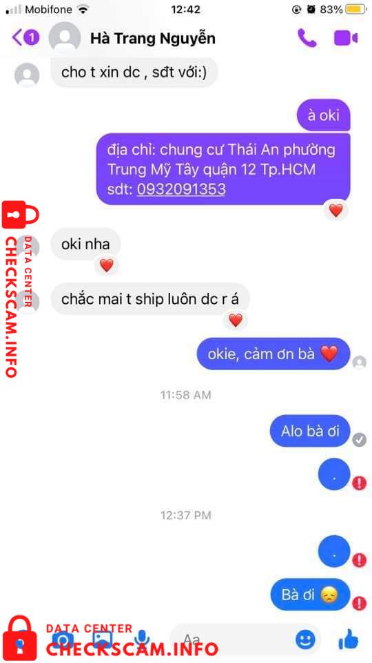 Evidência contra Nguyễn Hà Trang