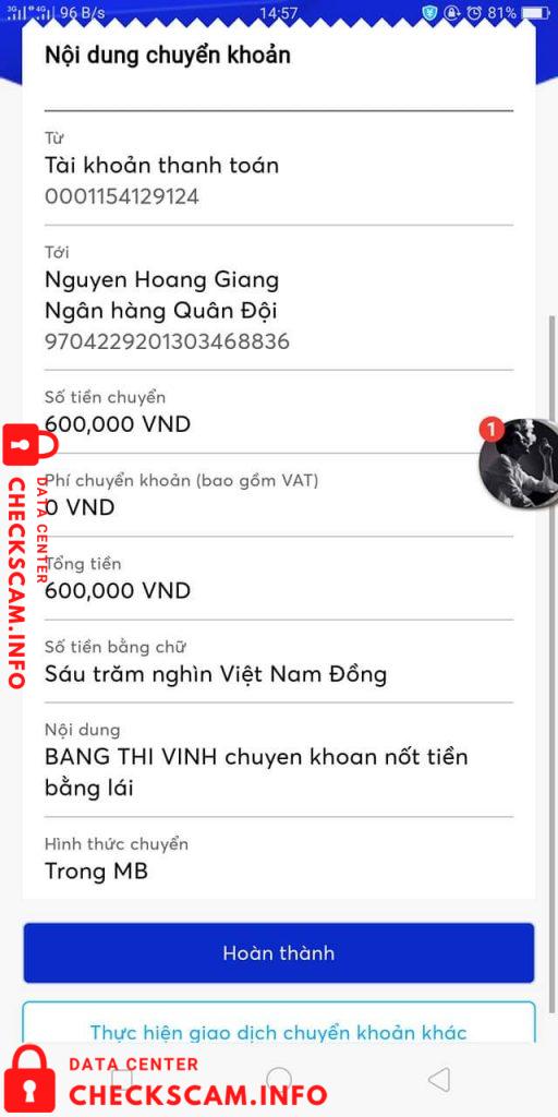 Bukti melawan Nguyễn Hoàng Giang