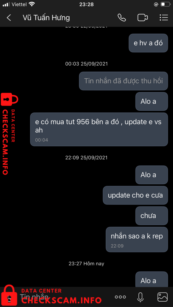 Evidência contra Vũ Tuấn Hưng