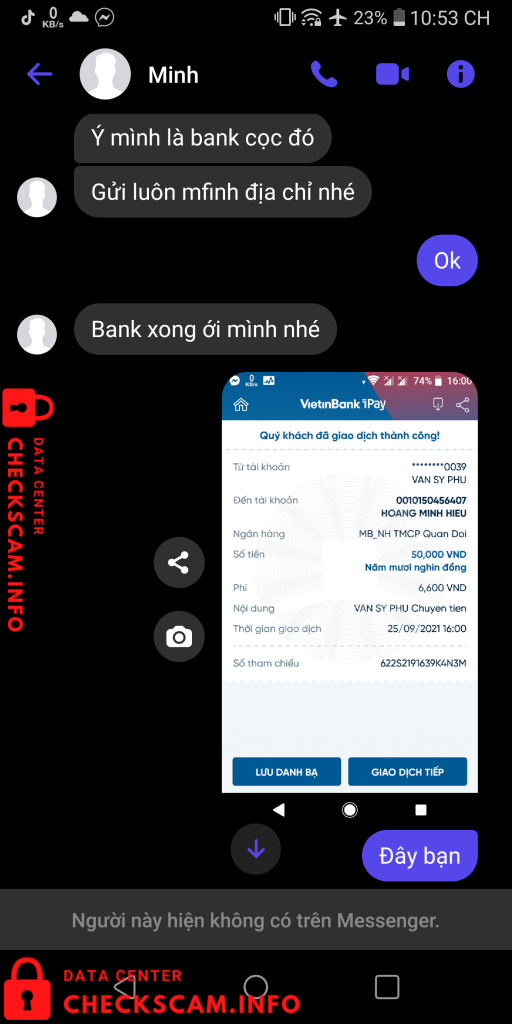 Evidência contra Hoang Minh Hiêu
