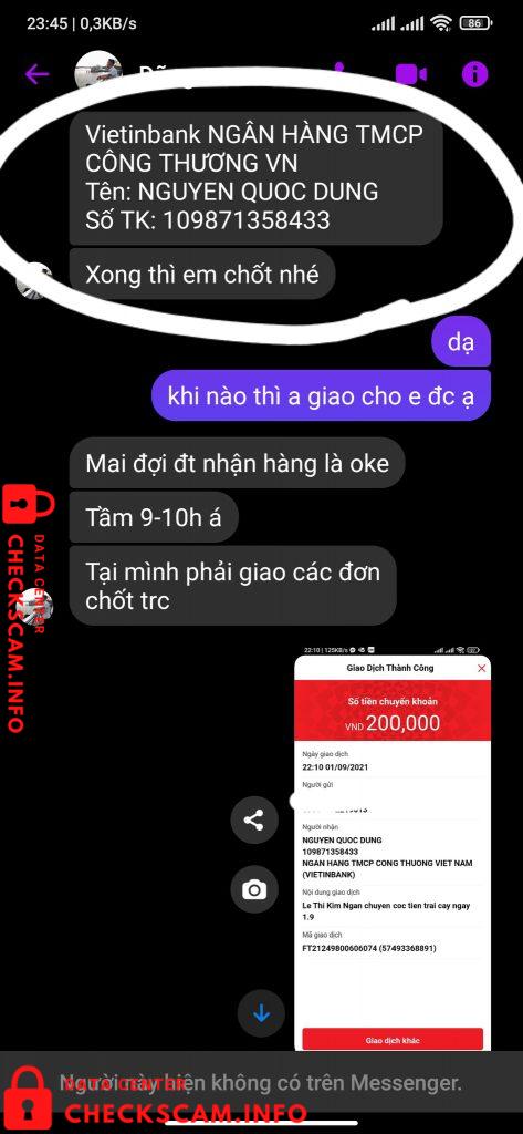 Evidência contra Nguyễn Quốc Dũng