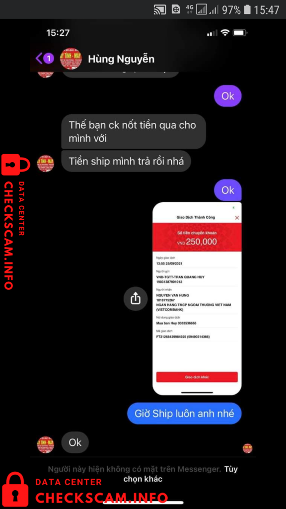 Evidência contra Nguyễn Văn Hùng