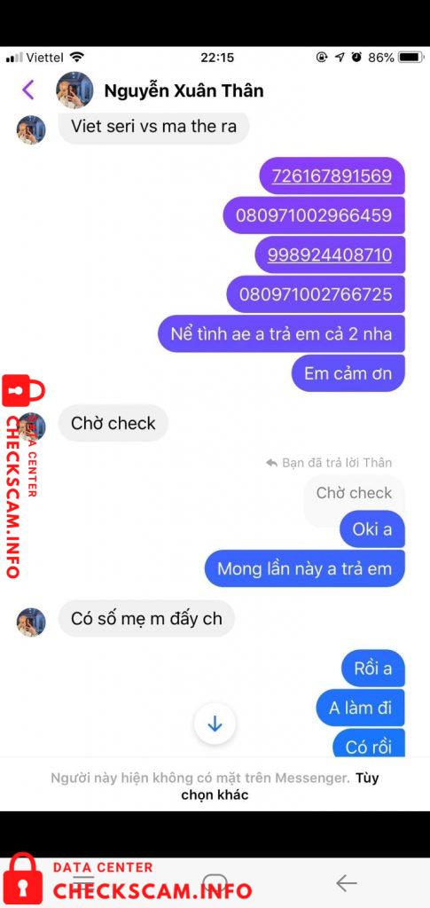 Evidência contra Nguyễn Xuân Thân