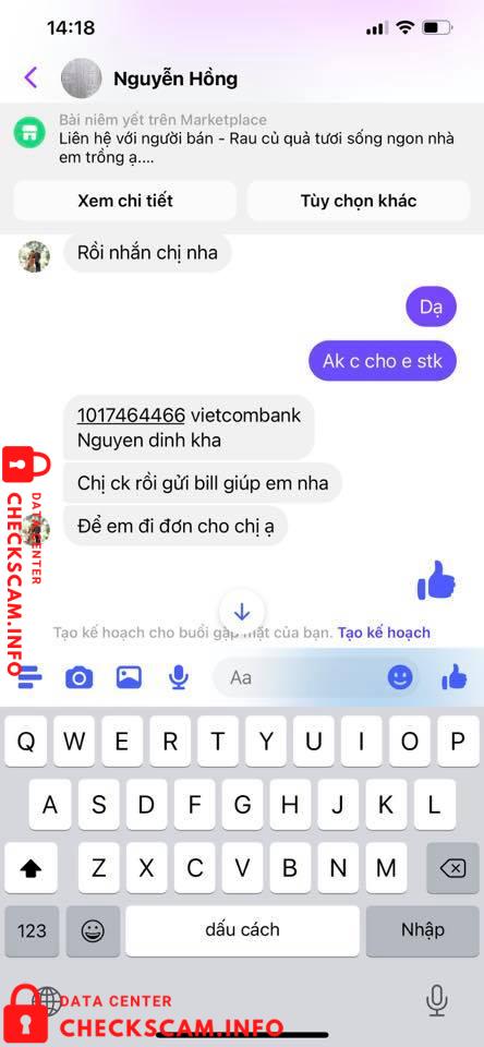 Evidência contra Nguyen Dinh Kha