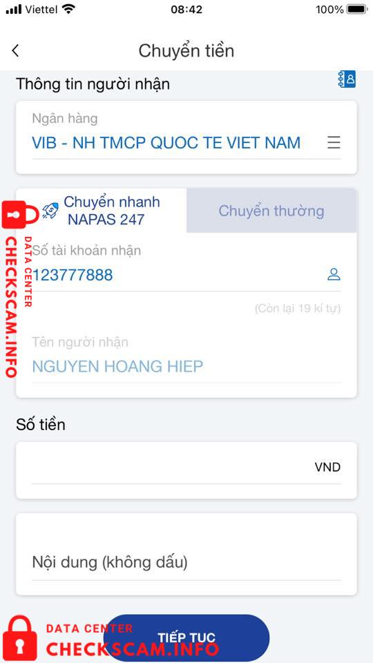 Evidência contra Nguyễn Hoàng Hiệp