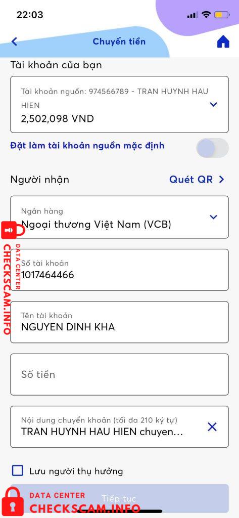 Evidência contra Nguyen Dinh Kha