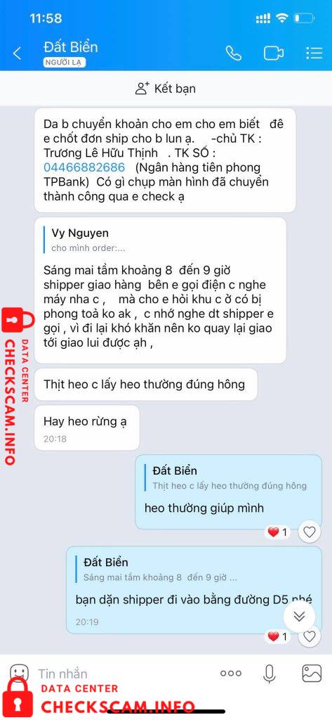 Evidência contra Trương Lê Hữu Thịnh