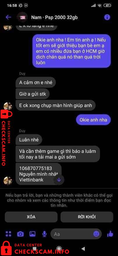 Evidência contra Nguyễn Minh Nhật