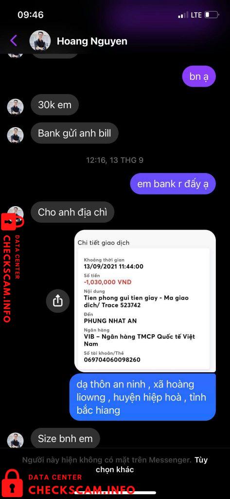 Evidência contra Phung Nhat An