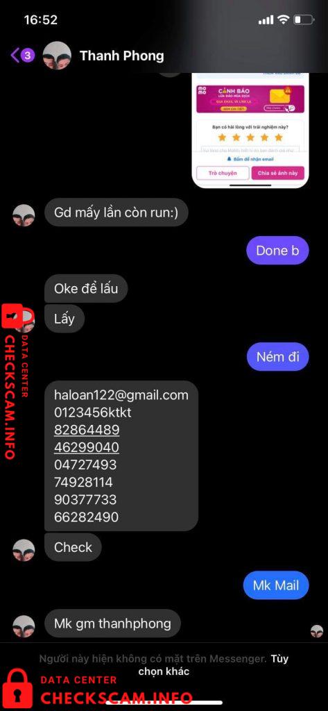 Evidência contra Thanh Phong