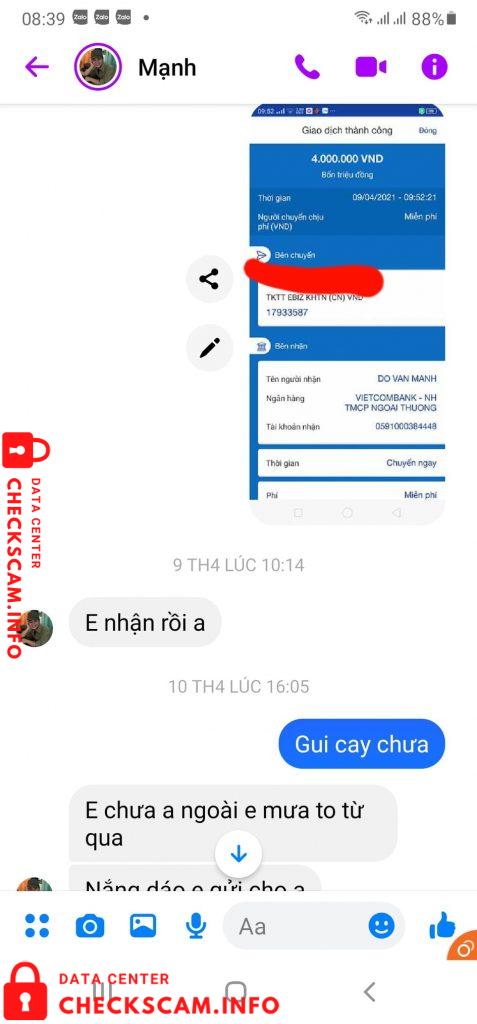 Evidência contra Đỗ Văn Mạnh