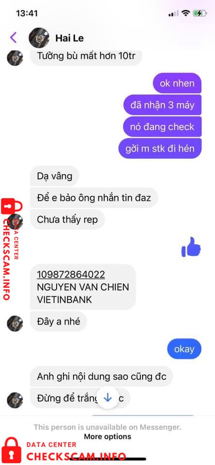 Evidência contra Nguyen Van Chien