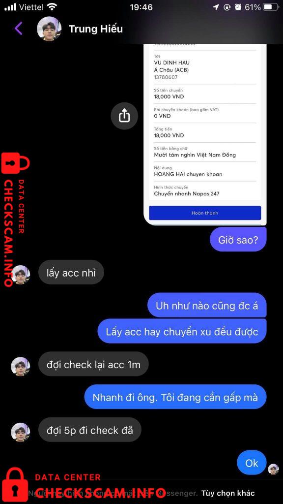 Evidência contra Vu Dinh Hau