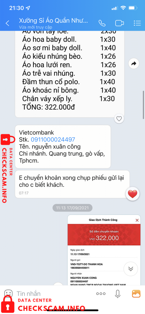 Evidência contra Nguyen Xuan Cong