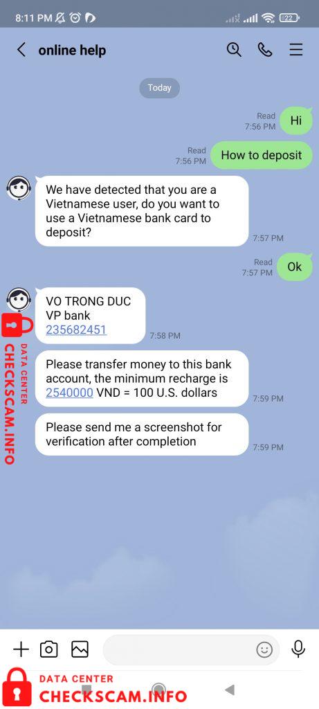 Evidência contra Vo Trong Duc