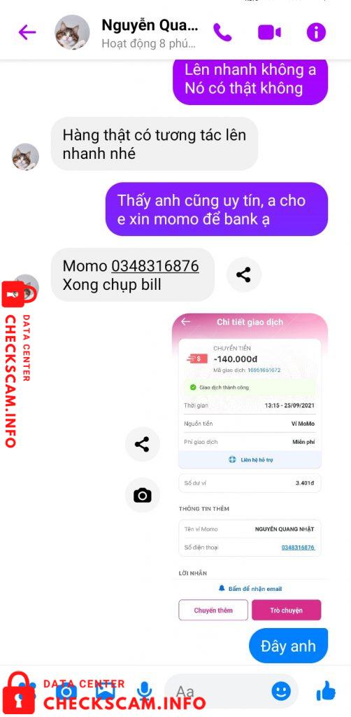 Evidência contra Nguyễn Quang Nhật