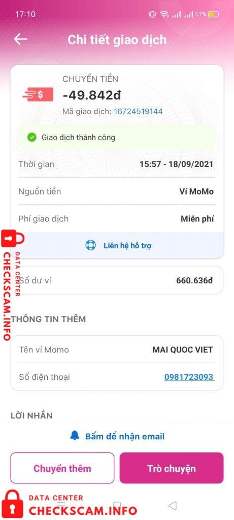 Evidência contra Mai Quốc Việt