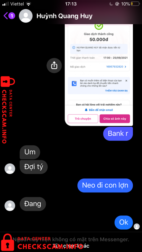 Evidência contra Huỳnh Quang Huy