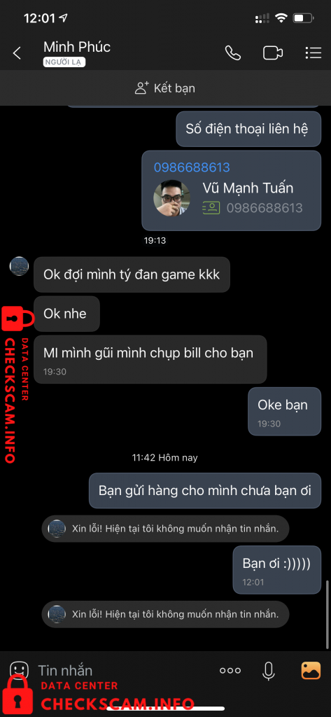 Evidência contra Nguyễn Hoàng Minh Phúc
